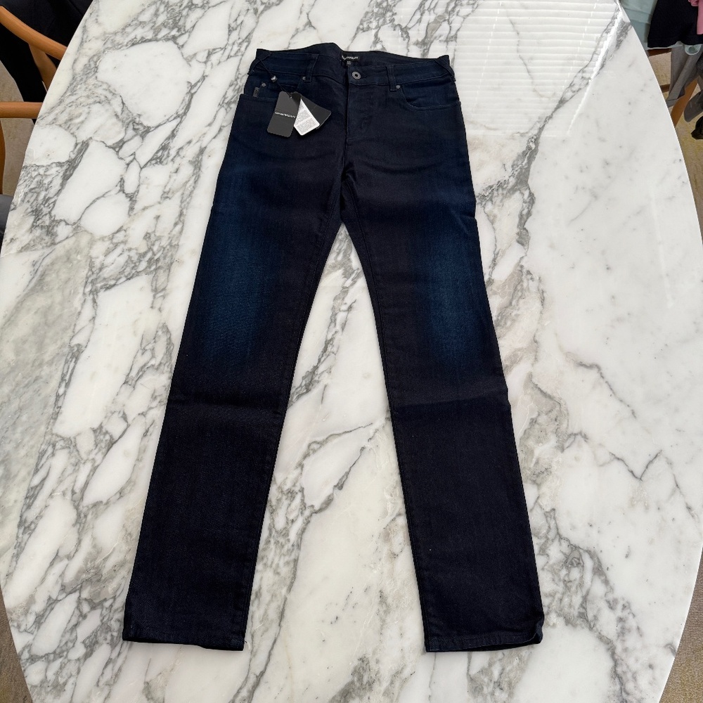 Emporio Armani Kids 6Z4J45‎ Men's Dark Blue Jeans pants with faded panel, 14Y